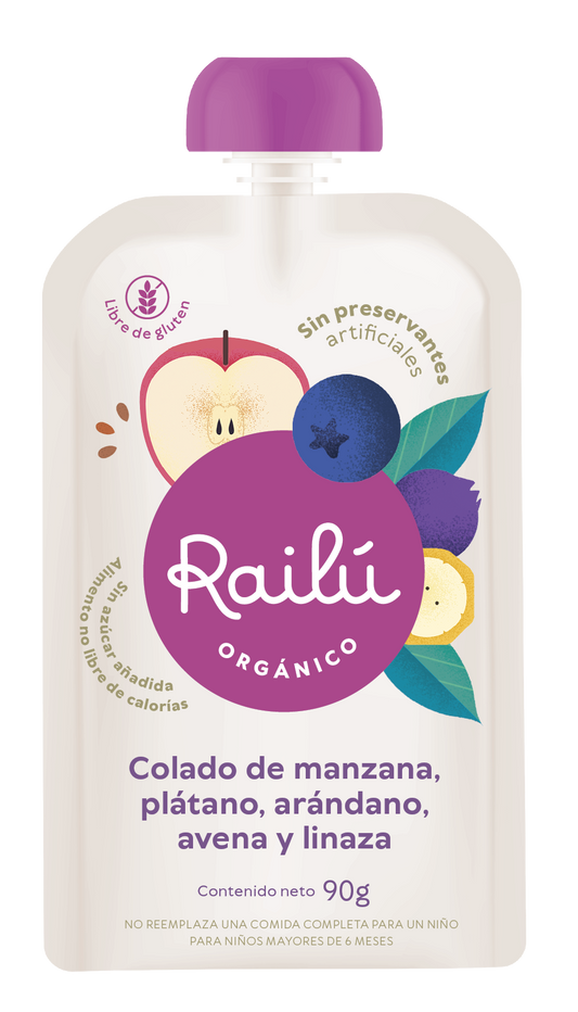 Colado de manzana, plátano, arándano, avena y linaza - 36 unidades