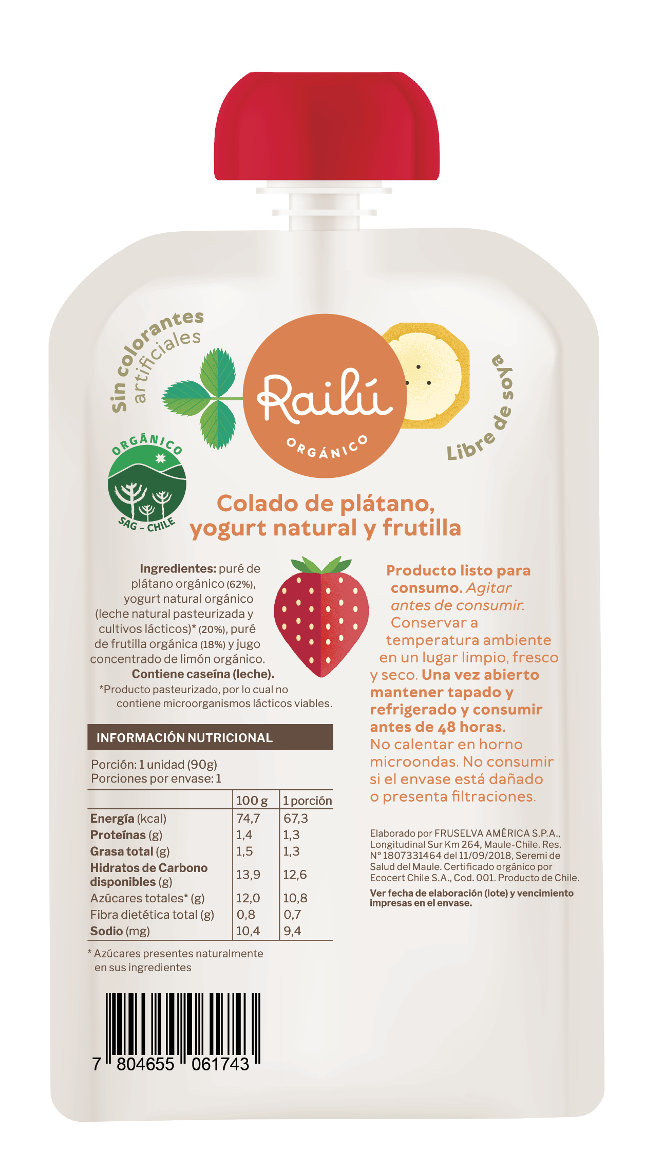 Colado de plátano, yogurt natural y frutilla - 36 unidades